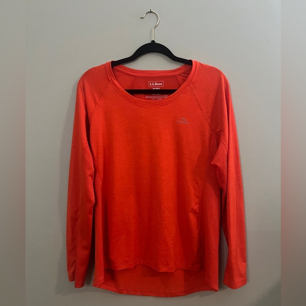 L.L. Bean Long Sleeve Top Women Size Medium‎ Orange Athletic